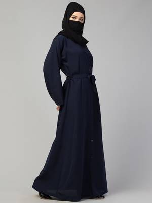 Front Open Abaya With Kimono Sleeves & Belt 7