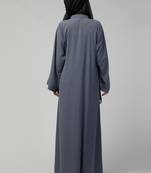 Gray Plain Front Open Kashibo Abaya for Women