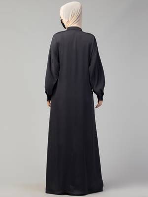 Front Open  Nida Abaya With Cuff & Placket 2
