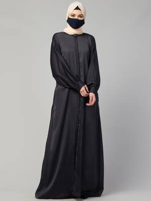 Front Open  Nida Abaya With Cuff & Placket 1