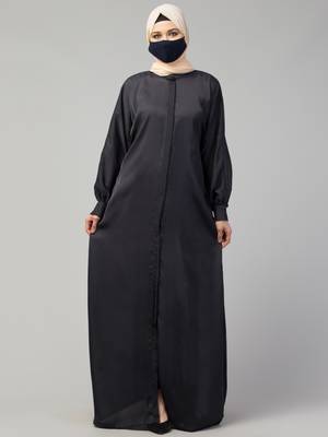 Front Open  Nida Abaya With Cuff & Placket 3