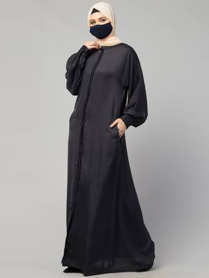 Front Open  Nida Abaya With Cuff & Placket 5