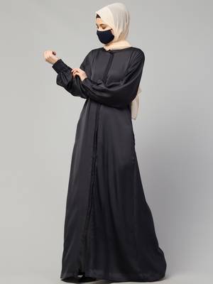 Front Open  Nida Abaya With Cuff & Placket 6