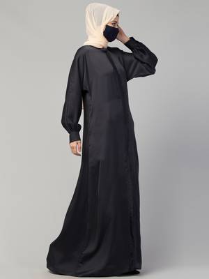 Front Open  Nida Abaya With Cuff & Placket 7