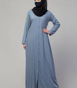Elegant Front Open Abaya Dress with Wooden Button