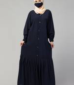 Closed Abaya With Show Buttons & Pleated Hem