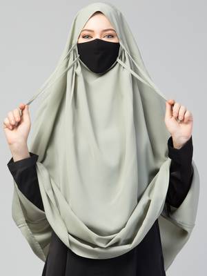 Plain Color Khimar With Attached Mouthpiece. 2