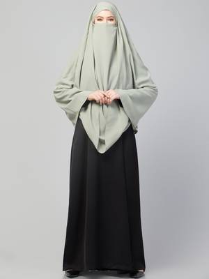 Plain Color Khimar With Attached Mouthpiece. 3
