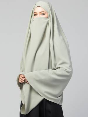 Plain Color Khimar With Attached Mouthpiece. 5