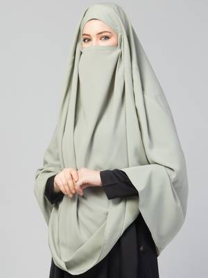Plain Color Khimar With Attached Mouthpiece. 6