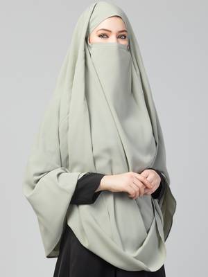 Plain Color Khimar With Attached Mouthpiece. 7