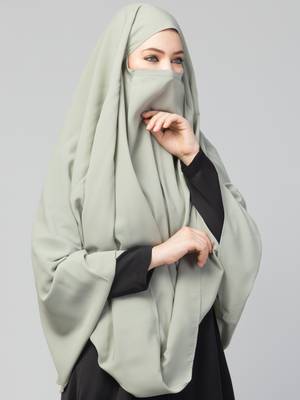 Plain Color Khimar With Attached Mouthpiece. 8
