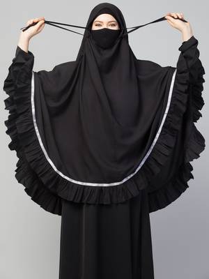 Plain Color Khimar With Frills. 2