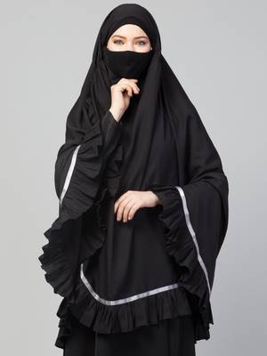 Plain Color Khimar With Frills. 3