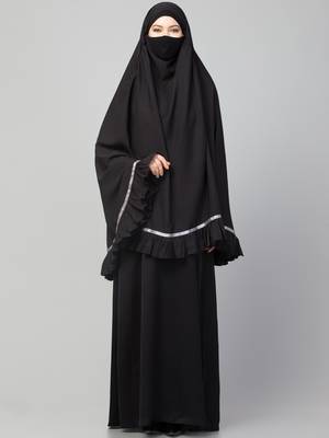 Plain Color Khimar With Frills. 4