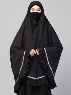Plain Color Khimar With Frills. 5