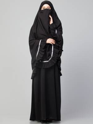 Plain Color Khimar With Frills. 6