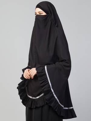 Plain Color Khimar With Frills. 7