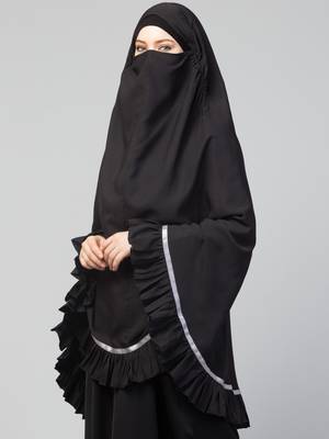 Plain Color Khimar With Frills. 8