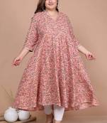 plus size cotton floral printed anarkali kurta