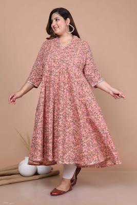 plus size cotton floral printed anarkali kurta 3