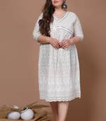 women's plus size mirror lace chikankari kurta
