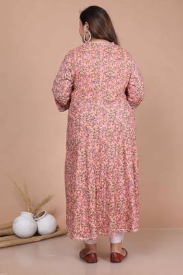 plus size cotton floral printed anarkali kurta 4