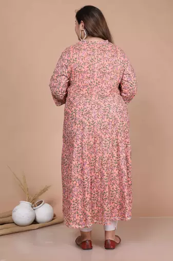 plus size cotton floral printed anarkali kurta