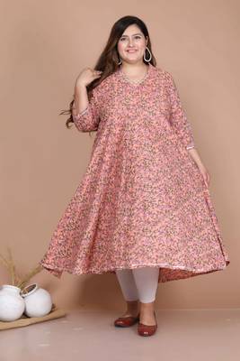 plus size cotton floral printed anarkali kurta 5