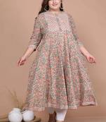 plus size brown gotta patti anarkali kurta