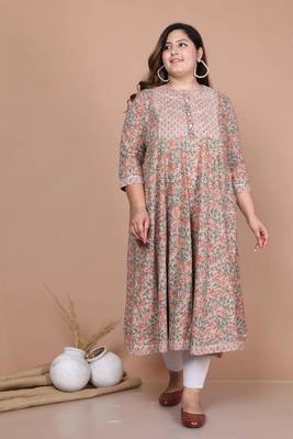 plus size brown gotta patti anarkali kurta 3