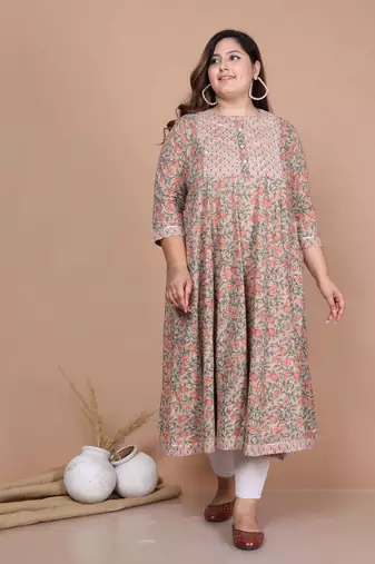 plus size brown gotta patti anarkali kurta