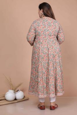 plus size brown gotta patti anarkali kurta 4