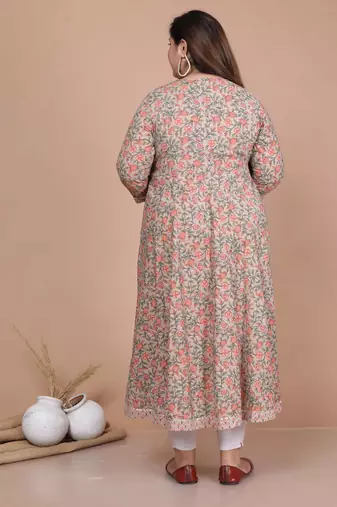 plus size brown gotta patti anarkali kurta