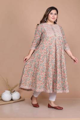 plus size brown gotta patti anarkali kurta 5