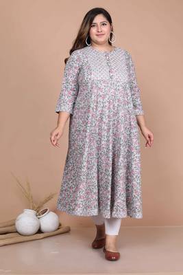 women's plus size blue ethnic motifs anarkali kurta 1