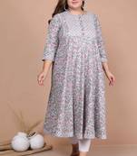 women's plus size blue ethnic motifs anarkali kurta