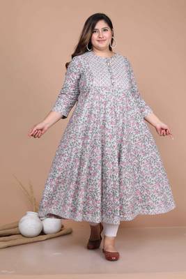 women's plus size blue ethnic motifs anarkali kurta 3