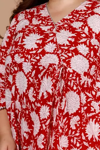 Plus size v-neck angrakha style kurta