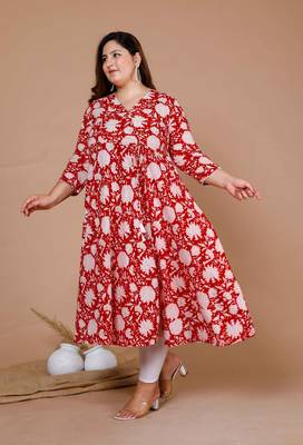 Plus size v-neck angrakha style kurta 3