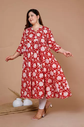 Plus size v-neck angrakha style kurta