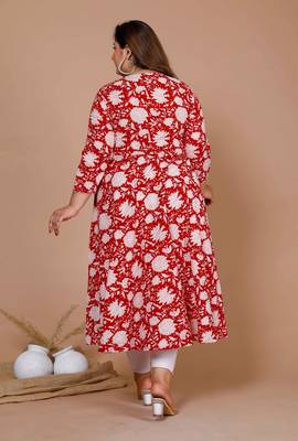 Plus size v-neck angrakha style kurta 4