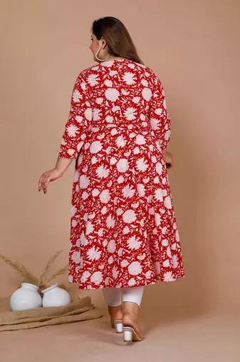 Plus size v-neck angrakha style kurta