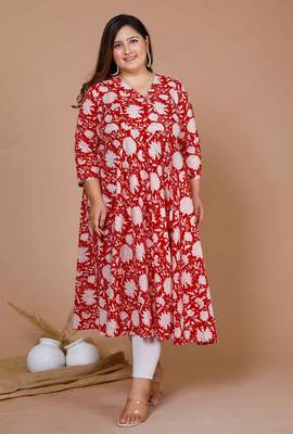 Plus size v-neck angrakha style kurta 5