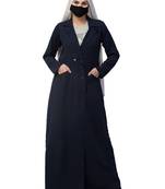 Double Breasted Coat Style Abaya with Front Pockets-Without Hijab