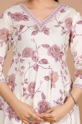 Womens pink floral printed kurta with palazzo