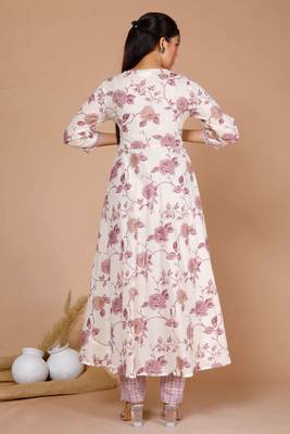 Womens pink floral printed kurta with palazzo 3