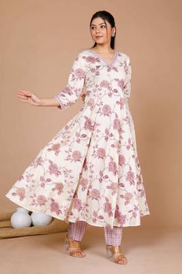 Womens pink floral printed kurta with palazzo 4