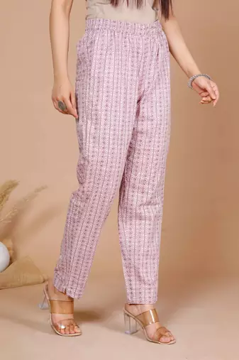 Womens pink floral printed kurta with palazzo