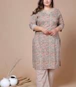 women's plus size blue ethnic motifs anarkali kurta